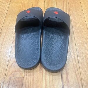 Polo by Ralph Lauren Black Slide Sandals with Red Logo